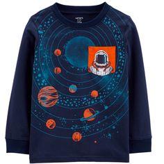 Carter’s Boys Astronaut Space Basketball Tee Shirt Long Sleeve Dark Blue Tee Shirt Featuring Orange Planets That Look Like Basketballs Orbiting Around A Lighter Blue Sun In Space, An Astronaut In White Space Suit On Orange Chest Pocket New With Tags Carter’s Sizes Available: 10, 12, 14 Colors: Blue, Orange, White 100% Cotton New To Poshmark? Use Code Rvalm When You Sign Up And Get $10 Off Your First Order! Orange Cotton Tops With Cartoon Print, Orange Cotton Top With Cartoon Print, Blue Long Sleeve Shirt With Cartoon Print, Blue Cartoon Print Long Sleeve Shirt, Playful Orange Tops For Playtime, Playful Orange Crew Neck Top, Playful Orange Graphic Print Tops, Blue Long Sleeve Top With Character Print, Basketball Tee Shirts