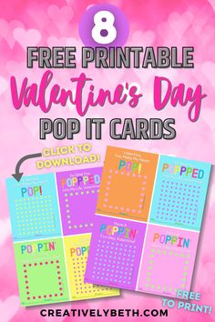 the 8 free printable valentine's day pop it cards