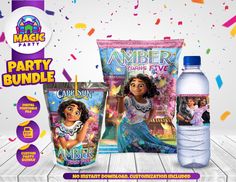 the party bundle includes an ice cream and water bottle