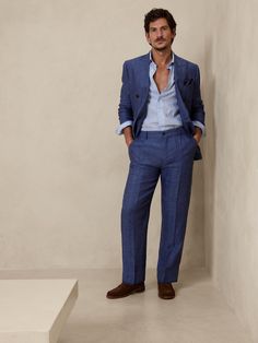 Lago Italian Linen Suit Pant | Banana Republic Suit Pant, Linen Suit, Men's Suit, Deep Blue, Herringbone, Banana Republic, Suit Jacket, Heat, Blue