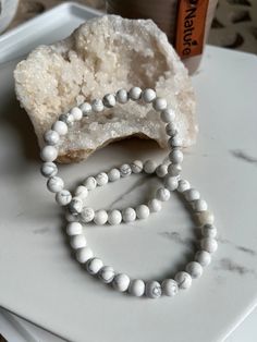 100% Natural Genuine Howlite Bracelet. Cheap White Stretch Bracelet, White Howlite Bohemian Bracelets, White Howlite Bracelets With Natural Stones, White Howlite Bracelet, Elegant Adjustable Howlite Jewelry, Virgo Birthstone, White Howlite Spiritual Jewelry, Howlite Bracelet, Step Daughter