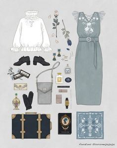 an image of a woman's clothing and accessories arranged on top of each other