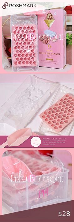 {Paris Hilton} Home Pink Mini Hearts {Ice Cube} Maker Set | Kitchen Collection Kawaii Kitchen, Glamorous Kitchen, Girly Apartments, Girly Apartment Decor, Silicone Ice Cube Tray, Pink Things, Ice Cube Maker, Home Pink, Pink Bling