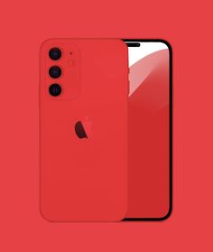 two red iphones side by side on a red background with one facing the camera