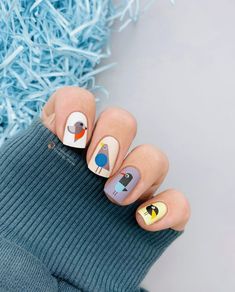 Funky Nail Art Designs, Simple Summer Nail Ideas, Dancing At A Party, Picasso Nails, Easy Nail Art Ideas, Beach Dancing, Bird Nail Art, Neutral Nail Art, Funky Nail Designs