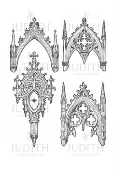 four different architectural designs from the gothic era