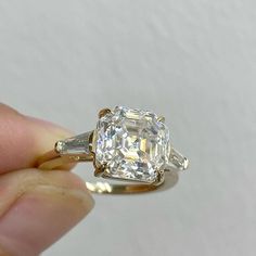 Ice Crushed 3 CT Ascher Cut Moissanite Diamond Ring 10K 14K 18K Solid White And Rose Gold 925 Sterling Silver Engagement Ring Bridal Set by GemstoneGelleryArt on Etsy Carrie Bradshaw Engagement Ring, 3ct Engagement Ring, Ascher Cut, Hunter King, Engagement Rings Bridal Sets