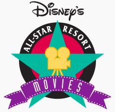 disney's all star resort movies logo with ribbon around it and the words,