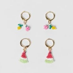 Zara Kids 2-Pack Of Fruit And Bead Earrings Pack Of Two Pairs Of Hoop Earrings With Bead Appliqus. Contains Small Pieces. Not Recommended For Children Under 3 Years Old. Multicoloured | 4340/647 Fun Dangling Beads Jewelry For Gifts, Fun Dangling Beads Jewelry As Gift, Fun Jewelry With Dangling Beads For Gift, Cute Multicolor Beaded Earrings, Cute Summer Jewelry With Tiny Beads, Zara Multicolor Jewelry As A Gift, Handmade Sweet Summer Jewelry, Sweet Handmade Summer Jewelry, Cute Beaded Earrings For Summer