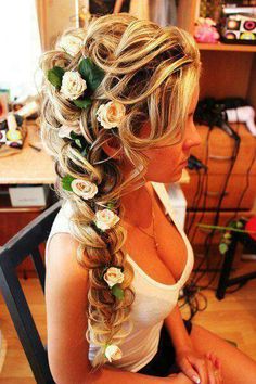 Wedding hairstyle Flowers In Her Hair, Tangled Hair, Wedding Hair Flowers, Braided Hairstyles For Wedding, About Hair, Prom Hair, Pretty Hairstyles