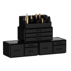 Elevate your beauty regimen with the Luxurious Deluxe 9-Drawers Premium Acrylic Makeup Organizer with Versatile Multi-Compartment Storage Drawers for Cosmetics and Accessories. This meticulously designed organizer is your ultimate solution to maintaining a clean, organized, and elegant vanity. With its clear acrylic construction, it offers a chic and functional way to store and display your beauty essentials, ensuring everything you need is always within reach. Size: 39" x 57".  Color: Black. Acrylic Makeup Organizer, Vanity Display, Elegant Vanity, Acrylic Organizer Makeup, Makeup Storage Box, Gentle Baby, Black Makeup, Beauty Regimen, Elephant Design