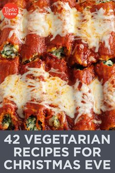 four vegetarian recipes for christmas eve with text overlay that reads, 42 vegetarian dishes for christmas eve