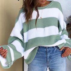 Note: Actual Sweater Pic 2-4 Knit Sweater 100% Acrylic Price Firm Adrette Outfits, Estilo Hippy, Modern Womens Fashion, Long Coat Jacket, Pullover Outfit, Knitting Women Sweater, Really Cute Outfits, Color Block Sweater, Knitted Pullover Sweaters