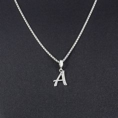 Necklace With The Letter A, A Necklace Letter Silver, Letter A Jewelry, A Initial Necklace, Letter A Necklace, A Initial, Initial Necklace Silver, M Necklace, Alphabet Charm