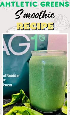 Athletic Greens Smoothie Recipe Athletic Greens Recipes, Green Apple Smoothie Recipes Healthy, Green Smoothie With Protein Powder, Green Apple Spinach Smoothie