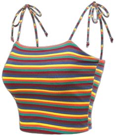 Multicolor Sleeveless Tank Top With Adjustable Straps, Striped Fitted Crop Top Tank, Fitted Striped Crop Top Tank, Trendy Striped Crop Top Tank, Trendy Striped Sleeveless Crop Top, Multicolor Fitted Cropped Tank Top, Multicolor Sleeveless Top With Adjustable Straps, Trendy Rainbow Sleeveless Top, Rainbow Sleeveless Top For Summer