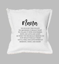 a white pillow with the words grandma on it