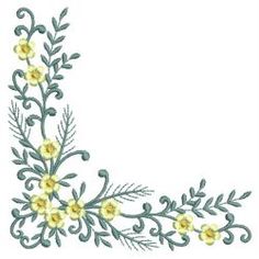 an embroidery design with yellow flowers and leaves