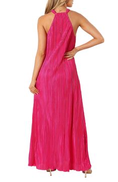 Elaborate pleating adds abundant texture to this flowy and sophisticated maxi dress. Slips on over head Jewel neck Sleeveless Lined 100% polyester Hand wash, line dry Imported Pink Pleated A-line Maxi Dress, Sleeveless Pink Pleated Summer Dress, Sleeveless Pleated Beach Dress For Spring, Sleeveless Pleated Dress For Spring Beach, Sleeveless Pleated Dress For Beach, Summer Pleated A-line Maxi Dress, Summer Flowy Maxi Dress With Pleated Back, Pink Pleated Maxi Dress For Vacation, Flowy Summer Maxi Dress With Pleated Back