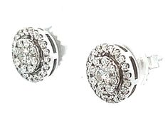 Earrings Specifications:Metal: 14k White GoldEarring Diameter: 8.76 mmTotal Weight: 2.4 GramsDiamonds: 58Setting: ProngDiamond Color: G-HDiamond Clarity: VS-SI1Carat Weight: 0.50 caratsCondition: Preowned100% Authentic. Please ask all questions before bidding or making a best offer. International Bidders please contact us before bidding for shipping availability and charges. Formal Cluster Earrings, Diamond Cluster Earrings For Anniversary, Formal Round Cluster Earrings Fine Jewelry, White Cluster Earrings With Diamond Accents, Fine Jewelry Round Brilliant Cut Cluster Earrings, Fine Jewelry Brilliant Cut Round Cluster Earrings, Dazzling Round Pave Set Earrings, Round Pave Setting Earrings For Anniversary, Round Brilliant Cut Cluster Earrings For Formal Occasions