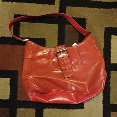 - New With Tag - New Condition - Leather Casual Red Office Bag, Casual Red Shoulder Bag For Office, Everyday Red Shoulder Bag With Silver-tone Hardware, Red Bags With Silver-tone Hardware, Red Shoulder Bag With Silver-tone Hardware For Everyday, Chic Red Bag With Snap Closure, Red Leather Purse, Embroidered Handbag, Chloe Sevigny