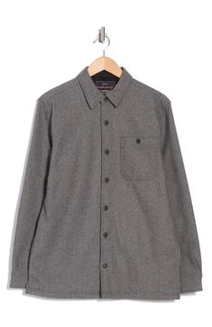 A herringbone pattern covers this button-up shirt jacket cut in a loose-fitting silhouette to enhance a relaxed, weekend-ready look. 30" length (size Medium) Front button closure Spread collar Long sleeves 60% cotton, 40% polyester Machine wash, tumble dry Imported Winter Button-up Single Breasted Shirt, Winter Single Breasted Button-up Shirt, Winter Single-breasted Button-up Shirt, Everyday Long Sleeve Shacket With Welt Pockets, Casual Button-up Outerwear With Welt Pockets, Casual Winter Shirt With Buttoned Pockets, Classic Long Sleeve Shacket With Buttoned Pockets, Classic Shacket With Buttoned Pockets, Casual Fall Shirt With Buttoned Pockets