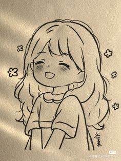 a drawing of a girl with long hair