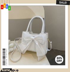 Women Fashion Bowknot Solid Color Messenger Bag Spring Rectangular Bags With Bow, Trendy Tote Bag With Bow, Elegant Bags With Decorative Bow, Chic Party Bag With Ribbon Detail, Chic Party Bag With Ribbon, Rectangular Shoulder Bag With Bow For Shopping, Tote Shoulder Bag With Bow For Shopping, Spring Everyday Bag With Bow Detail, Shopping Tote Shoulder Bag With Bow