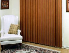 Aspen Faux Wood Vertical Blinds. 72 inches wide by 132 inches high in Chestnut. Elegant and refined in their appearance, our Aspen Faux Wood Vertical Blinds are the ultimate option for value, quality, and attractiveness in your home or office.  Their realistic wood stain colors coordinate with those available in our Aspen Faux Wood Horizontal blinds for design consistency from one room to the next. The sturdy construction of these vertical faux wood blinds ensures constant integrity of shape and Blinds Chalet, Horizontal Blinds, Victorian Bathroom, Faux Wood Blinds, Wood Stain Colors, Wood Blinds, Wooden Blinds, Cool Ideas, Vintage Diy