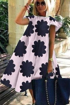 Lovely Sweet Print A-line Dress Breezy Dress, Line Dress, Aaliyah, Look Plus, Pink Print, Shoulder Length, Black Print, Look Fashion, Online Womens Clothing