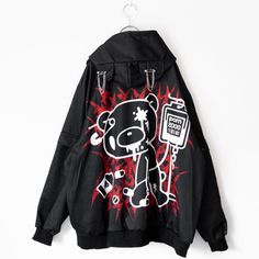 The third collaboration between the grotesque and cute bear Gloomy and ACDC RAG!



 Special collaboration with the original grotesque cute bear ♪

 Hooded jacket with eye-catching back print

 The loose fit means it can be worn by men too!



 Size [Shoulder width: about 55cm] [Chest circumference: about 145cm] [Length: about 72cm] [Sleeve length: about 64cm]

 Material: Polyester
 
Lining [None]

 Elasticity of fabric: [None]

 Fabric transparency: None Harajuku Streetwear Outerwear With Drawstring Hood, Harajuku Style Outerwear With Drawstring Hood, Oversized Harajuku Outerwear For Streetwear, Alternative Hooded Outerwear With Graphic Print, Harajuku Anime Print Hooded Outerwear, Hooded Punk Outerwear With Graphic Print, Punk Hooded Outerwear With Graphic Print, Hooded Anime Print Outerwear For Fall, Fall Anime Print Hooded Outerwear