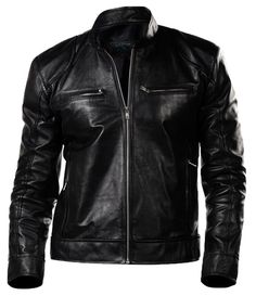 Black Leather Vintage Men's Biker Jacket | All For Me Today Mens Black Leather Jacket Outfit, Vintage Black Leather Jacket, Leather Jacket Vintage, Biker Jacket Men, Jackets Casual, Biker Leather Jacket, Black Leather Biker Jacket