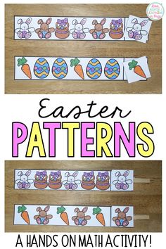 an easter themed pattern and matching activity for kids