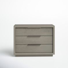 an empty nightstand with two drawers on the bottom and one drawer open, in front of a white background