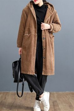 New Style Corduroy Cotton Jacket Casual Loose Coat Loose Coat, Loose Coats, Glad Rags, Cotton Jacket, Winter Fashion Outfits, Trench Coats, New Style, Single Breasted, Season Spring