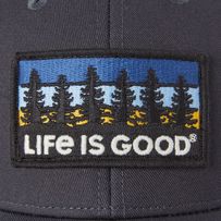 Hit the road or the nearest hike in our Hard Meshback Hat, the perfect companion for outdoor adventures near or far. 100% Cotton 8.26 oz. Structured front with firm mesh back Snapback with Life is Good® label on the back Six panel structured low-mid crown with six rows of stitching on the brim. Imported | Life is Good Tree Patch Hard Mesh Back Cap in Jet Black Casual Black Hats For Outdoor Work, Casual Black Baseball Cap For Camping, Gray Outdoor Hat With Logo Patch, Black Baseball Cap For Hiking, Black Trucker Baseball Cap For Camping, Durable Casual Baseball Cap For Outdoor, Black Trucker Cap For Camping, Camping Trucker Hat With Logo Patch, Logo Patch Trucker Hat For Camping