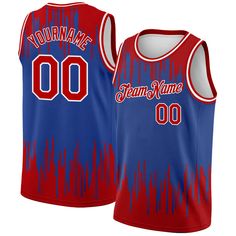 Represent your distinct look with this custom basketball jersey from our web. It boasts stitched tackle twill name & number and classic trims along with moisture-wicking technology for added comfort. Features: 1. Material: 100% Recycled Polyester 2. Stitched team or player name and numbers 3. Fit: Jerseys have an athletic cut. For a looser fit, we recommend ordering one size larger than you normally wear 4. Moisture-wicking fabric has spongy handle, good draping property and elasticity as well a Red Cotton Jersey For Sports Events, Team Spirit Basketball Jersey With Crew Neck, Red Varsity Jersey For Team Events, Basketball Jersey With Crew Neck And Team Spirit, Basketball Jersey With Crew Neck For Sports Season, Varsity Basketball Jersey For Sports Season, Customizable Red Collegiate Tops, Breathable Basketball Jersey For Team Spirit, Breathable Basketball Jersey With Team Spirit