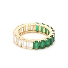 Half Emerald half moissanite eternity band ring in 14k 18k gold | Natural emerald cut moissanite and emerald ring gold | Emerald ring goldSTONE DETAILS :✦ Gemstone: Emerald✦ Gemstone Type : Natural✦ Gemstone Size : 5x3 mm✦ Gemstone Shape : Emerald cut / Octagon cut✦ Number of gemstones : 10✦ Gemstone Weight : 3-4 carats✦ Gemstone Grade : AAAMOISSANITE DETAILS :✦ Moissanit Size : 5x3mm✦ Moissanite Color : D-E✦ Moissanite Clarity : Loupe Clean✦ Moissanite Cut : Excellent - Very Good✦ Moissanite We Fine Jewelry Green Emerald Cut Eternity Band, Green Emerald Cut Eternity Band, Half Eternity Baguette Cut Emerald Jewelry, Baguette Cut Emerald Half Eternity Jewelry, Emerald Cut Moissanite Half Eternity Jewelry, Fine Jewelry Emerald Cut Emerald Eternity Band, Gold Emerald Ring, Emerald Ring Gold, Rainbow Sapphires