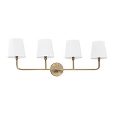 Capital Lighting - 119341AD-674 - Four Light Vanity - Dawson - Aged Brass Wide Bathroom, Capital Lighting Fixture, Steel Lighting, Capital Lighting, Cool Floor Lamps, Bath Vanity Lighting, Lighting Store, Bath Vanity, Bathroom Vanity Lighting