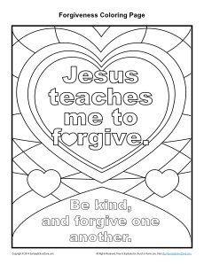 a coloring page with the words jesus teaches me to forgive and forging one another