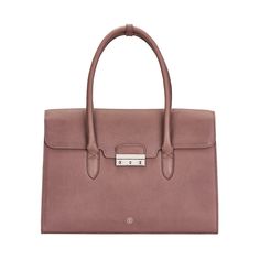 Luxury Ladies Leather Tote Bag for Laptop | 25-Year Warranty | Maxwell-Scott® Elegant Taupe Shoulder Bag With Metal Hardware, Elegant Taupe Shoulder Bag With Palladium Hardware, Taupe Business Bags With Palladium Hardware, Business Bags In Taupe With Palladium Hardware, Taupe Shoulder Bag With Palladium Hardware For Everyday, Formal Taupe Bag With Silver-tone Hardware, Taupe Travel Bag With Palladium Hardware, Elegant Textured Leather Satchel For Office, Elegant Textured Leather Briefcase For Work