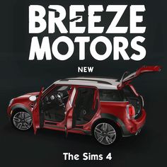 a red minivan with its doors open and the words breeze breeze motors