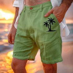 Category:WE-Pants; Season:Spring  Summer; Fabric:40% Linen; Gender:Men's; Style:Fashion,Vacation; Occasion:Beach,Daily,Vacation; Fit Type:Regular Fit; Function:Comfort; Waistline:Mid Waist; Pattern:Coconut Tree; Design:Elastic Waist,Drawstring,Print; Brand:Ador; Pants Type:Summer Shorts,Linen Shorts,Beach Shorts,Shorts; Fly Type:Elasticity; Front page:FF; Listing Date:03/21/2024; Production mode:External procurement; Hips:; Length:; Waist:; Pants Length:Short Mens Printed Shorts, Mens Christmas Shirts, Beach Fit, Shorts Linen, Vacation Fashion, Mens Printed Shirts, Printed Shirts Men, Denim Shirt Men, Mens Henley