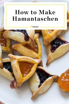 how to make hamantatasschen on a white plate with text overlay