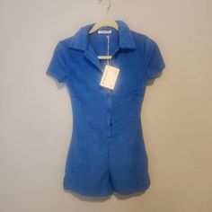 Peppermayo Blue Terry Summer Club Romper In Cobalt Size 2 Nwt Blue Fitted Jumpsuits And Rompers With Short Sleeves, Blue Fitted Short Sleeve Jumpsuits And Rompers, Blue Fitted Jumpsuit With Short Sleeves, Blue Fitted High-waist Jumpsuits And Rompers, Fitted Royal Blue Jumpsuits And Rompers For Spring, 60s Romper, Club Romper, Summer Club, Vintage Romper