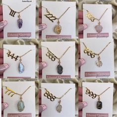 "Save when you shop through my website, I'd appreciate it 💚- https://shorturl.at/dGU49 Angel Number Numerology Necklace & crystal necklace combo - Tarnish Free, Gold Plated, Stainless Steel. Pair your favourite number with your favourite crystal! (Other crystals available, just drop me a message) ✨ ✨check out the rest of my crystal jewellery here - https://etsy.me/3nxyN99 ✨  Dimensions:  111 - 1.2 x 0.9cm 222-999 - 1.8cm x 0.9cm Chain length - 16\" with 2\" extender   🤍 What are angel numbers? 🤍 The universe, our spiritual guides & our guardian angels communicate with us through various methods, one being angel numbers! Each triple sequence has its own vibrational frequency which carries a specific message with it. Wear an angel number necklace to attract all that you desire & bring you 444 Jewelry, 999 Number, 111 222 333 444 555, Opening Your Third Eye, Necklace Combo, Angel Guide, Crystal Cave, Number Necklace, Crystal Jewellery