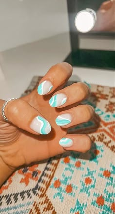 Summer Nails Inspiration Natural Nail, Short Gel Nail Designs Summer Simple, Beachy Square Nails, Beach Nails Vacation Simple Square, Swimming Nails, Boho Summer Nails, Nailart Summer, Nail Square, Preppy Nails