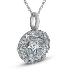 This classic and stunning womens pendant features a 5/8ct center round brilliant cut diamond and 13 round brilliant cut accent diamonds. All diamonds are prong set in solid 14k white gold high polished mounting. 18" 14k white gold spring ring chain is included. This pendant is 1/3 of an inch tall. Diamond Flower Pendant, Solitaire Diamond Pendant, White Gold Pendant Necklace, Heart Shaped Pendant Necklace, Ring Chain, Circle Diamond, Heart Shaped Diamond, Heart Pendant Diamond, White Gold Necklaces