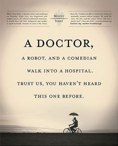 a person riding a bike with an umbrella over their head and the caption reads, a doctor, a robot, and a compenian walk into a hospital