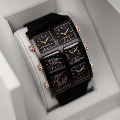 Sleek and black with a pop of rose gold color makes the Nero a stand-out watch for the trendsetter on the go. Available in silicone strap strap only. Get 30% off all watches with code: watches30 Black Digital Watch With Subdials And Rectangular Dial, Black Watch Bands With Diamond Hour Markers, Luxury Rose Gold Analog Watch Accessories, Luxury Rose Gold Watch Accessories With Analog Display, Luxury Rose Gold Analog Display Watch Accessories, Black Watches With Diamond Hour Markers, Luxury Black Analog Watch, Luxury Black Watch Accessories With Analog Display, Luxury Black Watches With Diamond Hour Markers